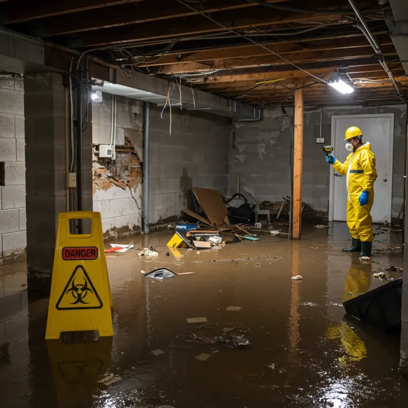 Flooded Basement Electrical Hazard in Markle, IN Property